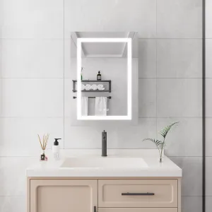 20 X 28 inch Bathroom Medicine Cabinet with Mirror Wall Mounted LED Bathroom Mirror Cabinet with Lights, Anti-Fog, Waterproof, Dimmable,3000K~6000K, Single Door,Touch Swich, Storage Shelves