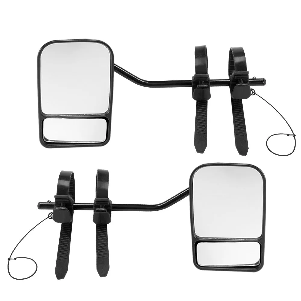 2x Towing Mirrors Pair Clip on Multi Fit Clamp On Towing Caravan 4X4 Trailer