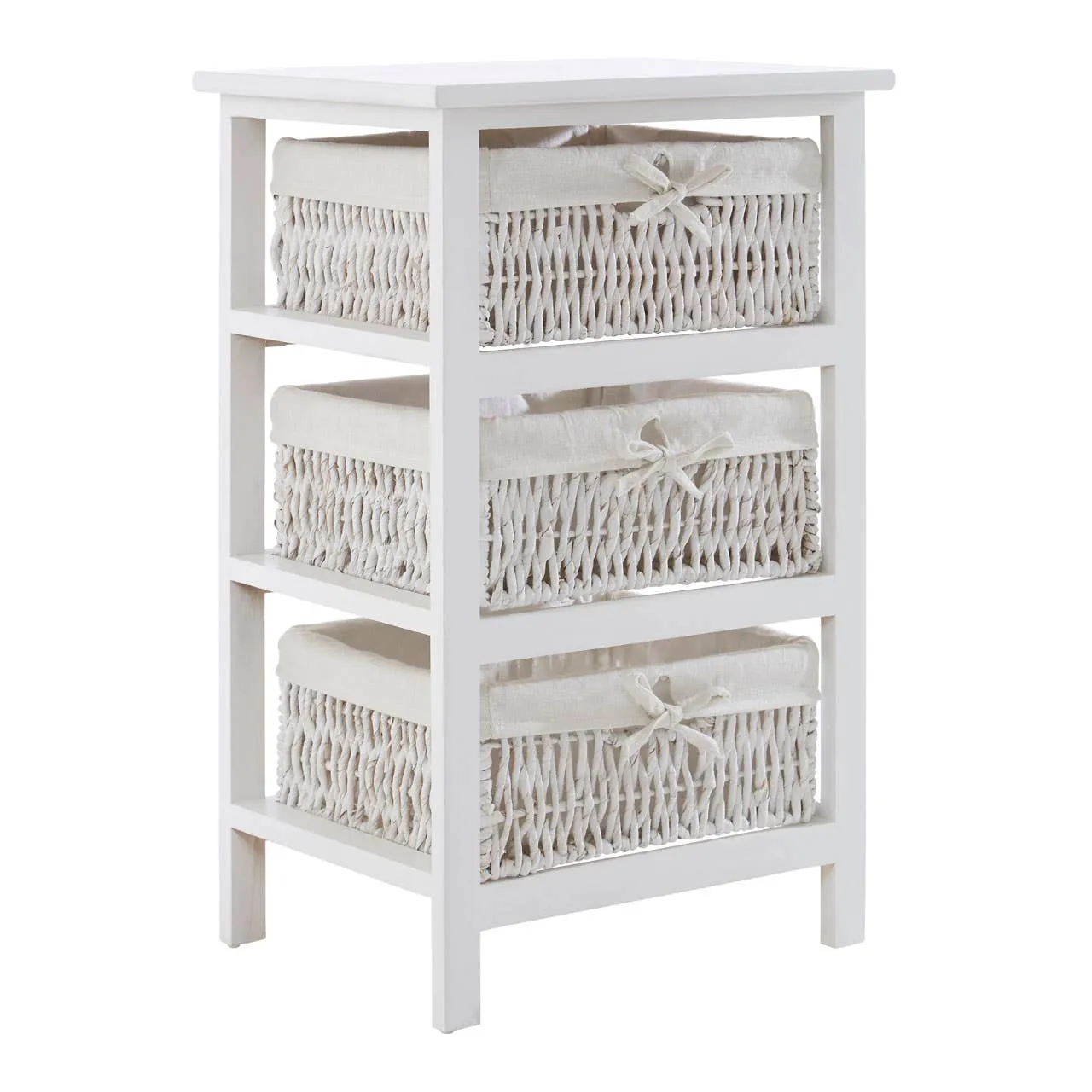 3 Maize Baskets White Storage Unit