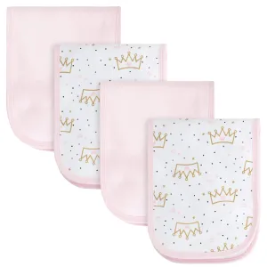 4-Pack Baby Girls Princess Burp Cloths