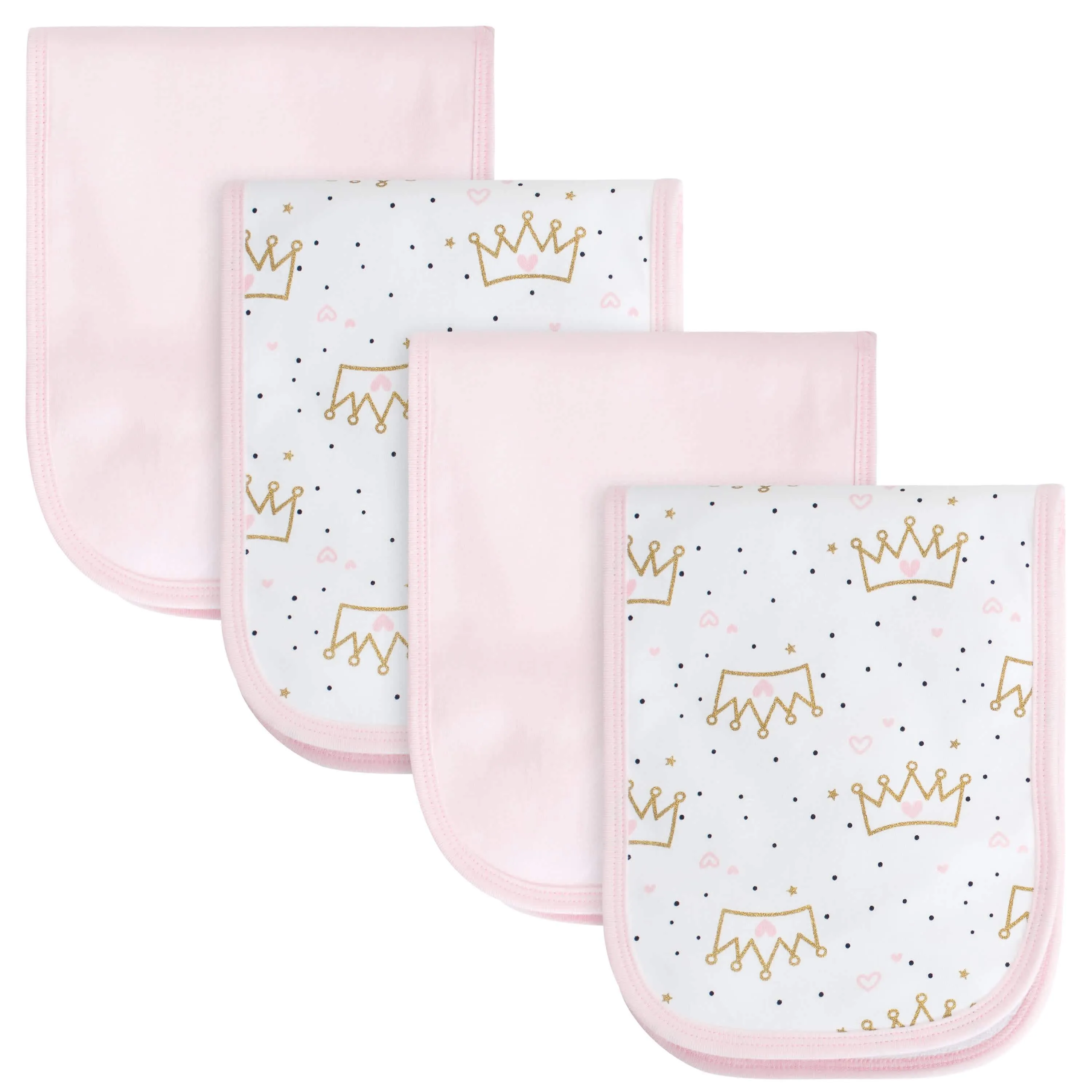 4-Pack Baby Girls Princess Burp Cloths