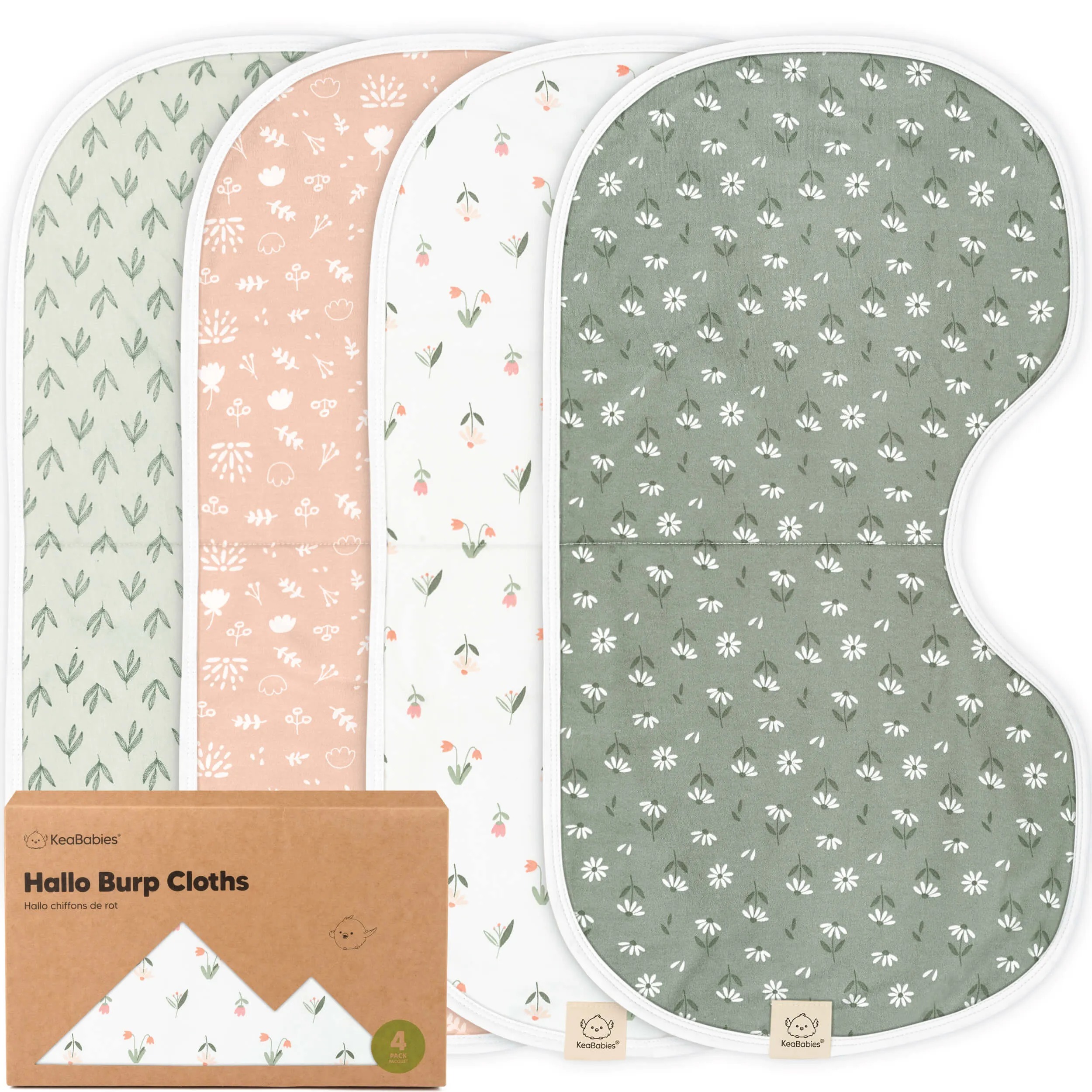 4-Pack Hallo Burp Cloths (Fleur)