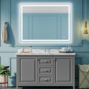 48×36 inch LED-Lit bathroom mirror, wall mounted anti-fog memory Adjustable Brightness front and back light Rectangular Vanity mirror