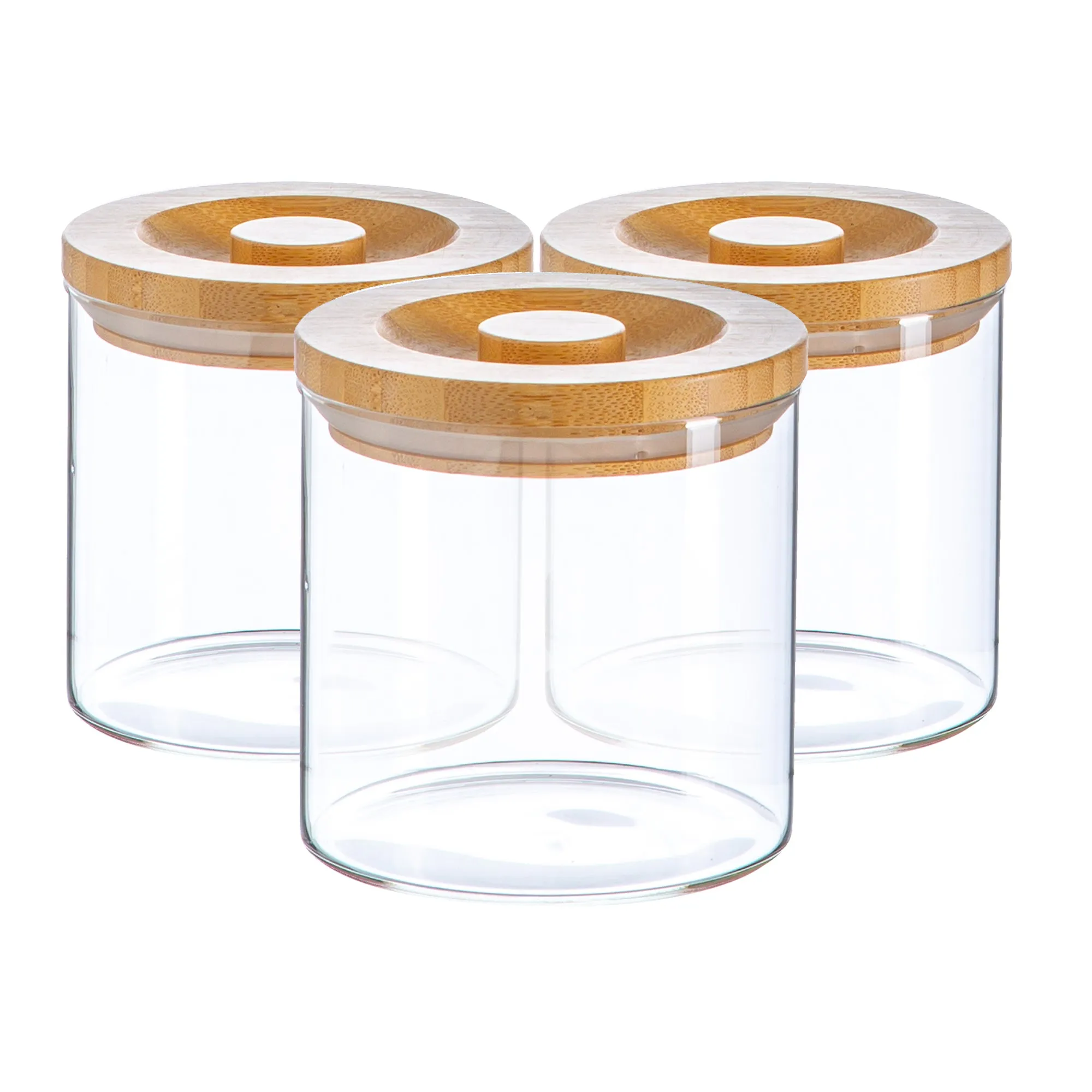 550ml Carved Wood Lid Storage Jars - Pack of 3 - By Argon Tableware