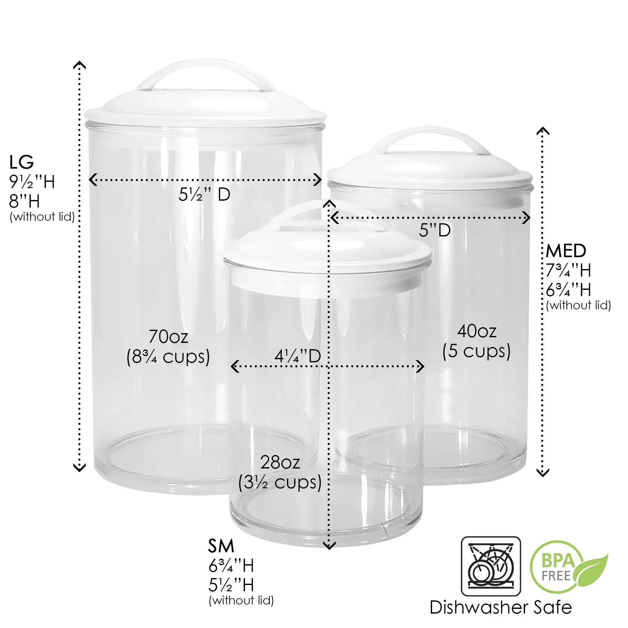 6pc Acrylic Canister Set, Black