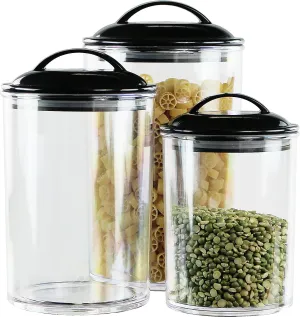 6pc Acrylic Canister Set, Black