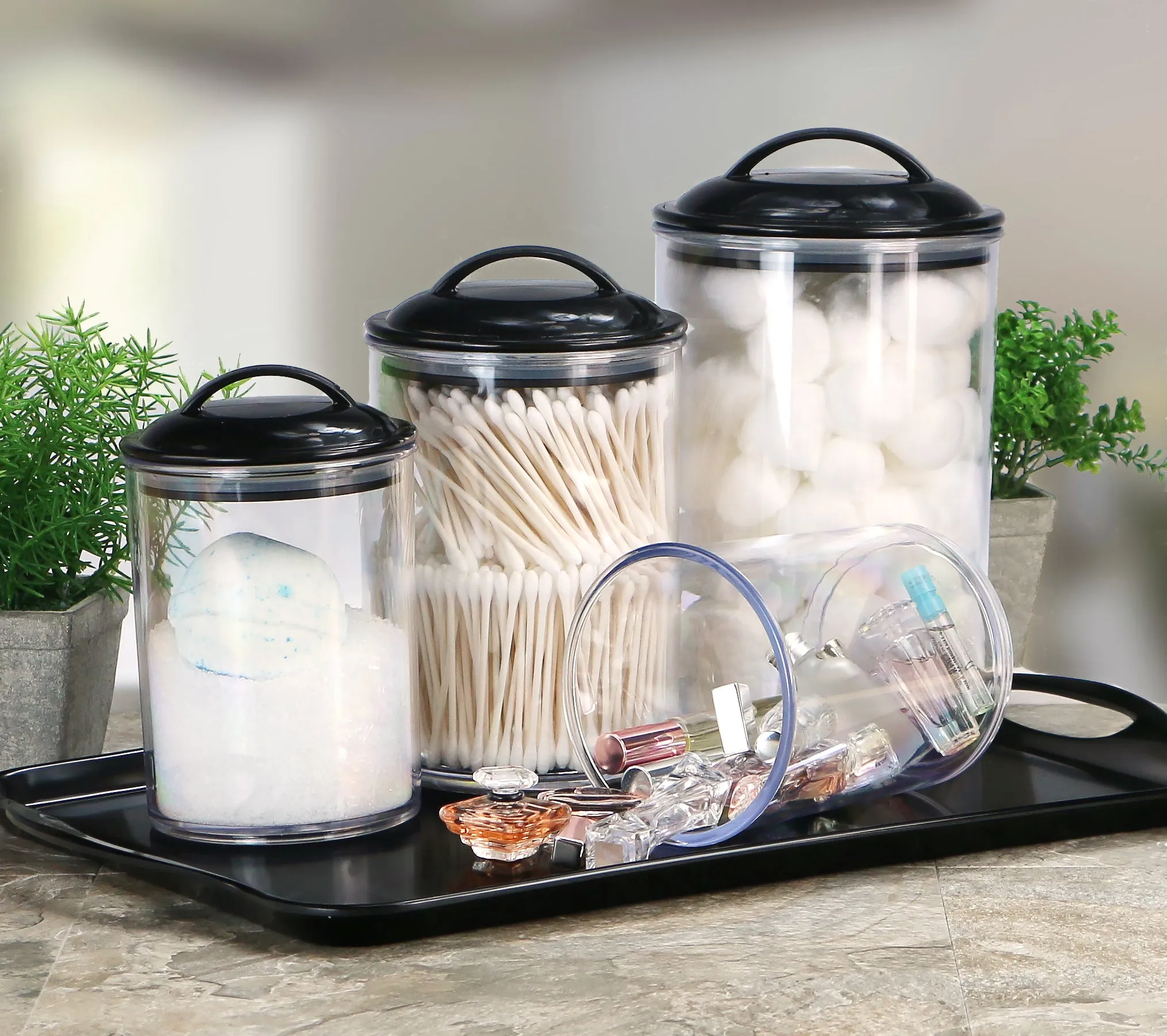 6pc Acrylic Canister Set, Black