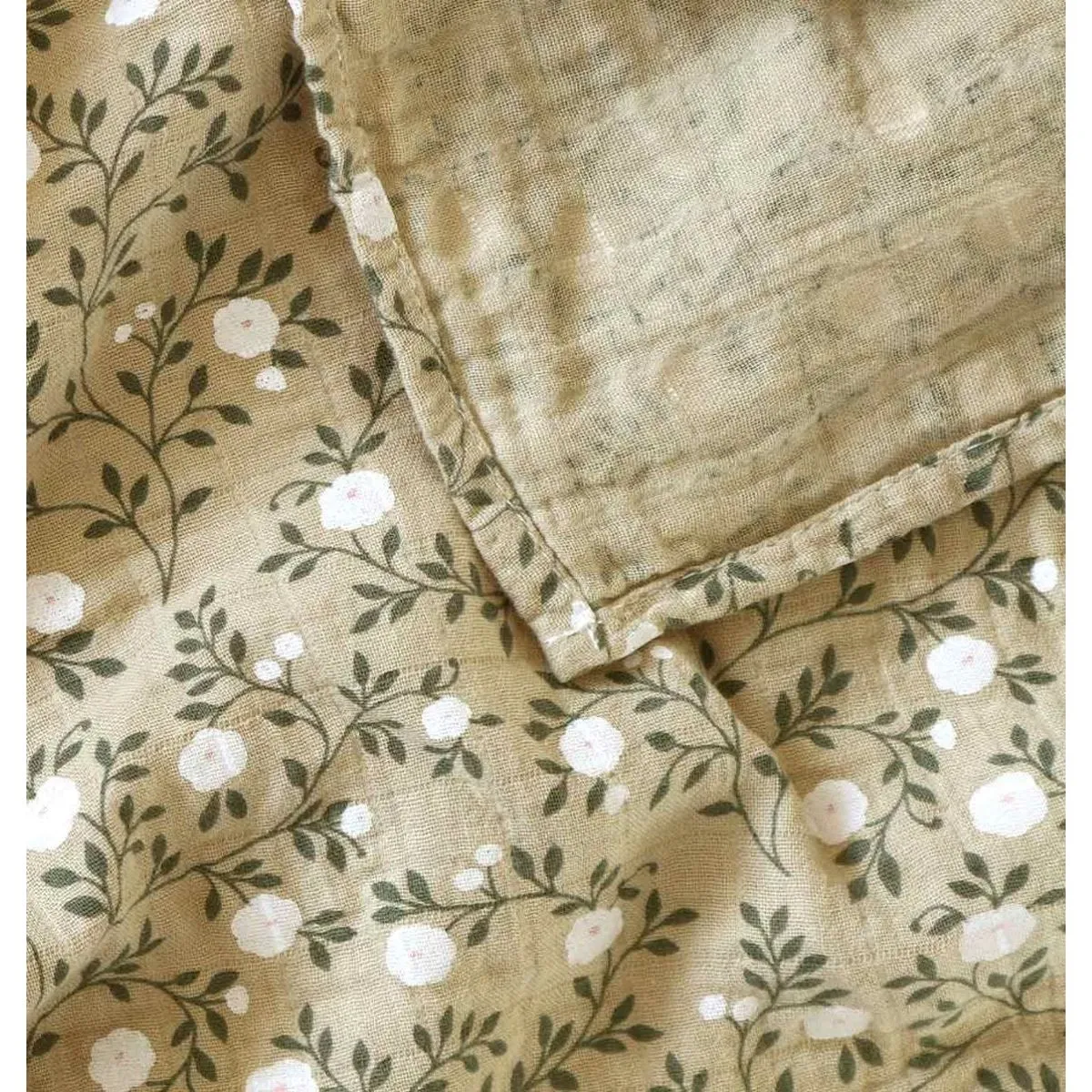 A Little Lovely Company Muslin Cloth Set of 2: Blossom - Dark Sage