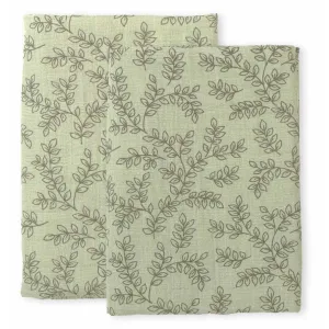 A Little Lovely Company Muslin Cloth Set of 2: Leaves - Sage