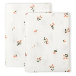 A Little Lovely Company Muslin Cloth Set of 2: Little Flowers