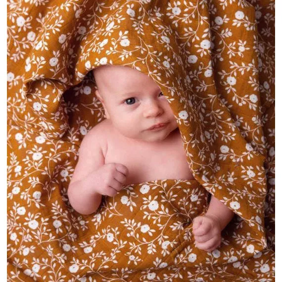 A Little Lovely Company Muslin Cloth XL: Blossom - Caramel