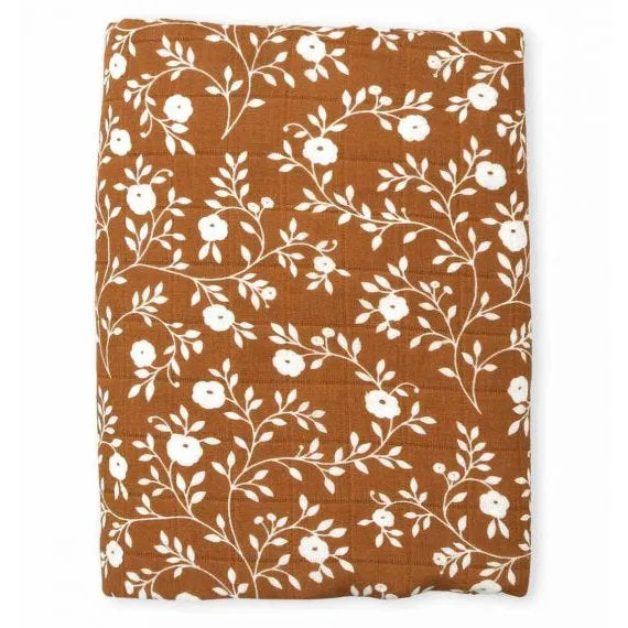 A Little Lovely Company Muslin Cloth XL: Blossom - Caramel