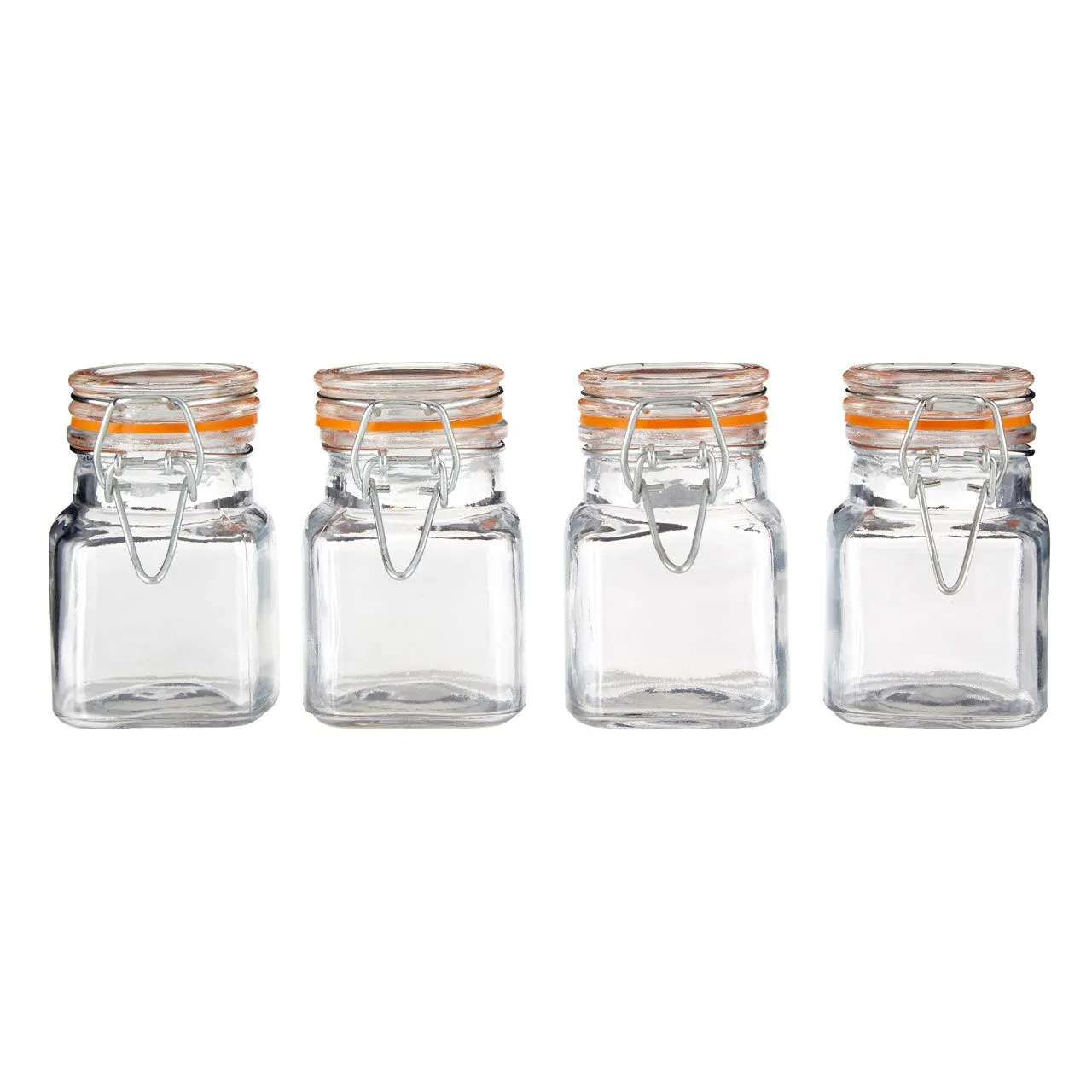 Airtight Rubber Seal Clip Top Lid Glass Jars (Set of 4)