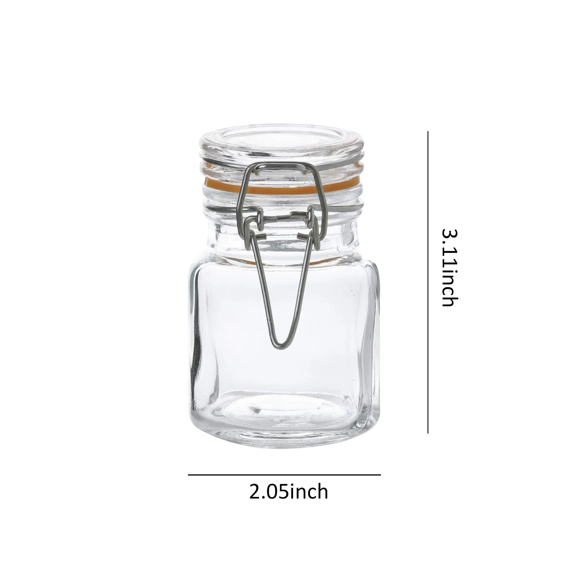 Airtight Seal Mini Glass Jar - Different Color Rubber Gasket - Hinged Lid for Kitchen, 4