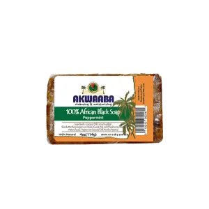 Akwaaba African Black Soap Bar (Peppermint) 4oz