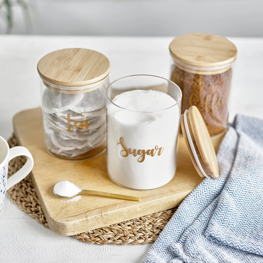 Bamboo Lid Tea Coffee Sugar Canisters