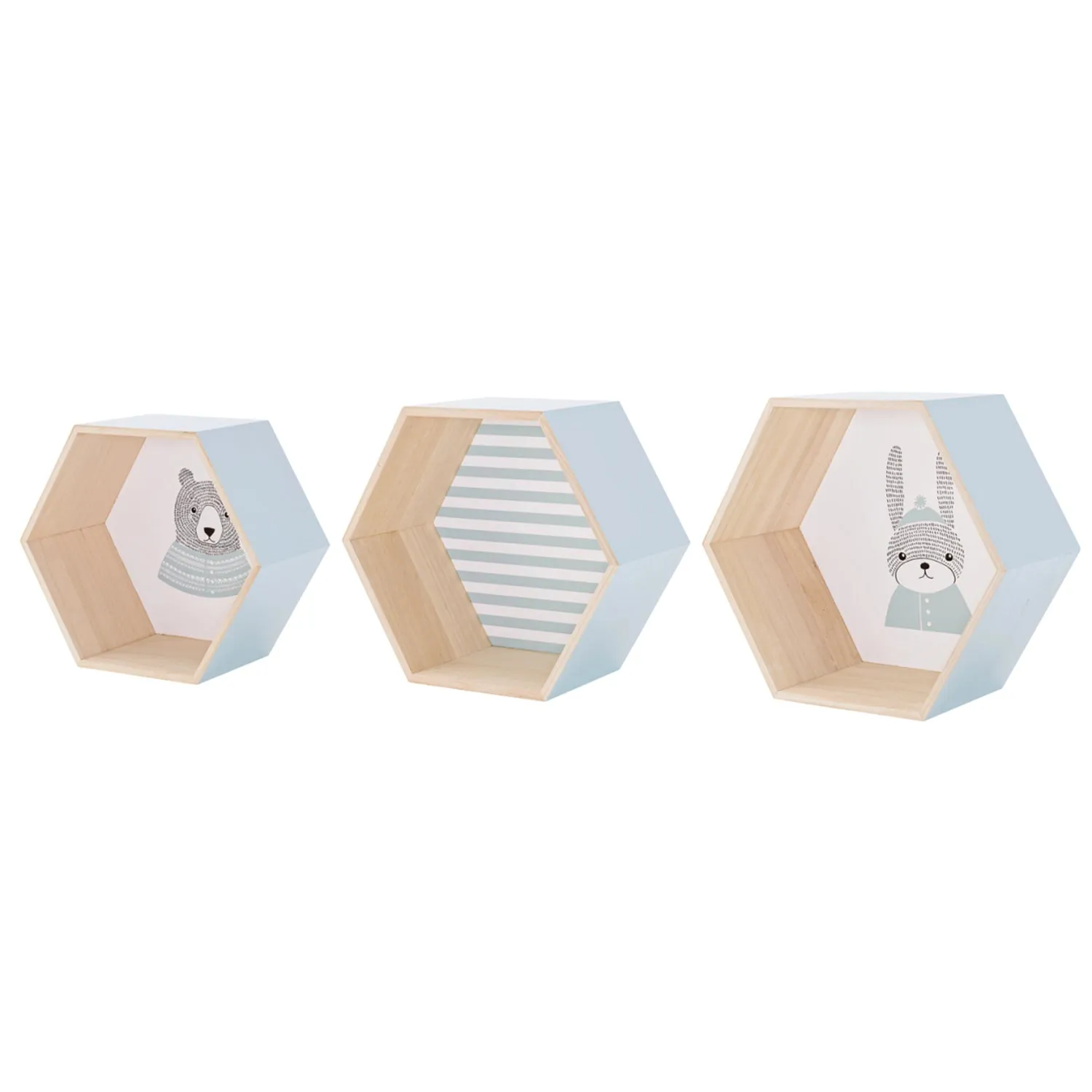 Bloomingville Hexagon Display Boxes Blue Set of 3