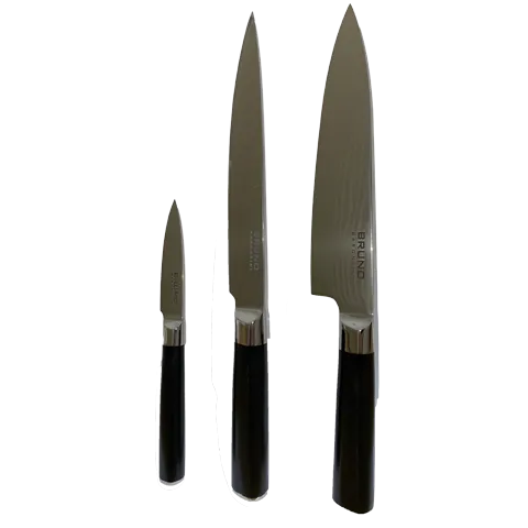 Bruno Barontini Damascus Steel - 3 Piece Set - 8 inch Chefs, 8 inch  Slicing Knife, 3 inch Paring