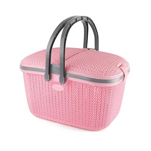 CELLO Knits Style Plastic Basket (Pink), Rectangular