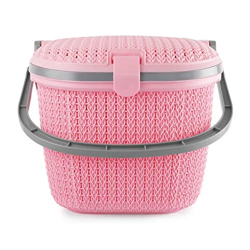 CELLO Knits Style Plastic Basket (Pink), Rectangular