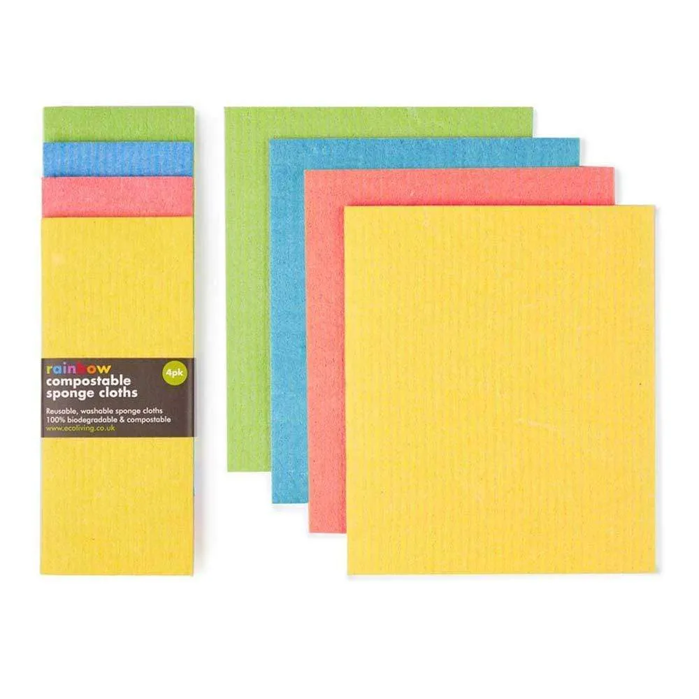 Compostable Sponge Cleaning Cloths - 4 or 6 Pack RAINBOW