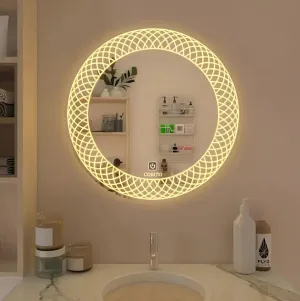 COMTO Mirror LED Mirror for Bathroom Washbasin Round Mirror with 3 Color Makeup Mirror White, Warm White, Natural White LED Light (24x24IN)