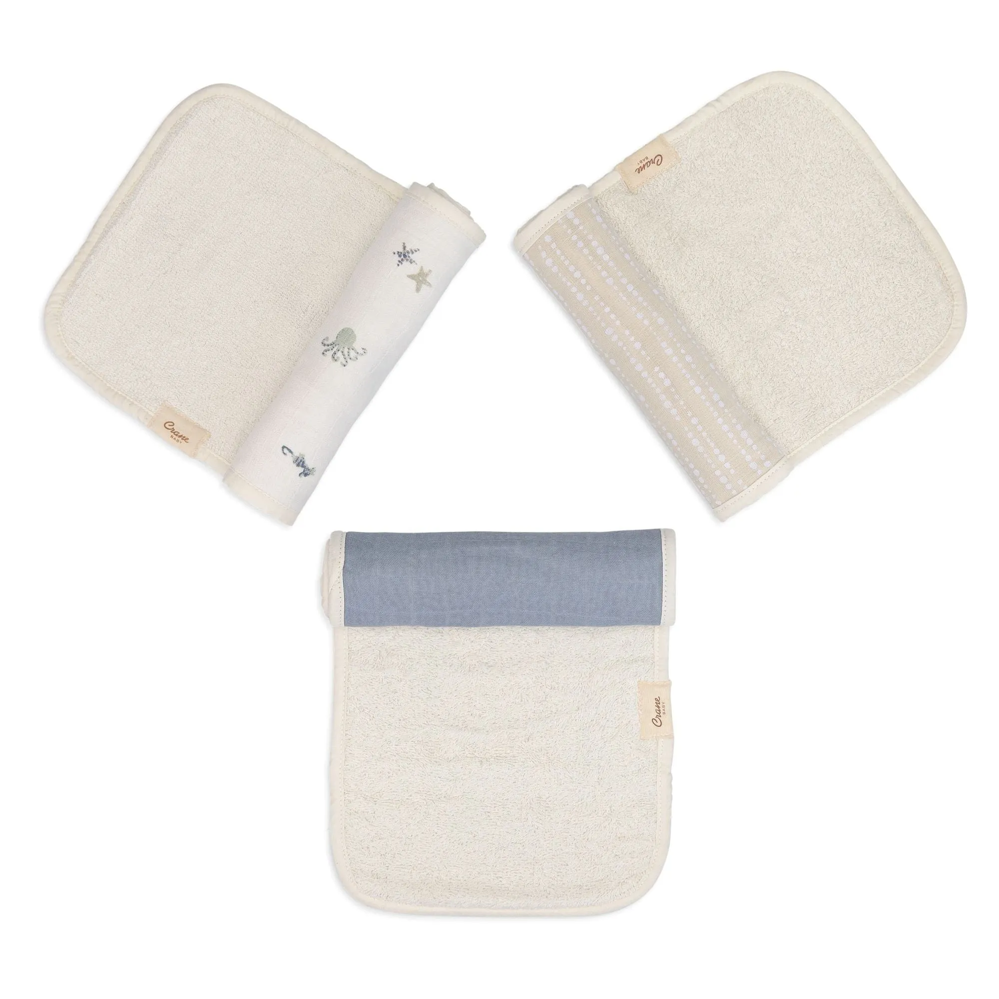 Crane Baby Cove 3-pc. Baby Burp Cloth Set