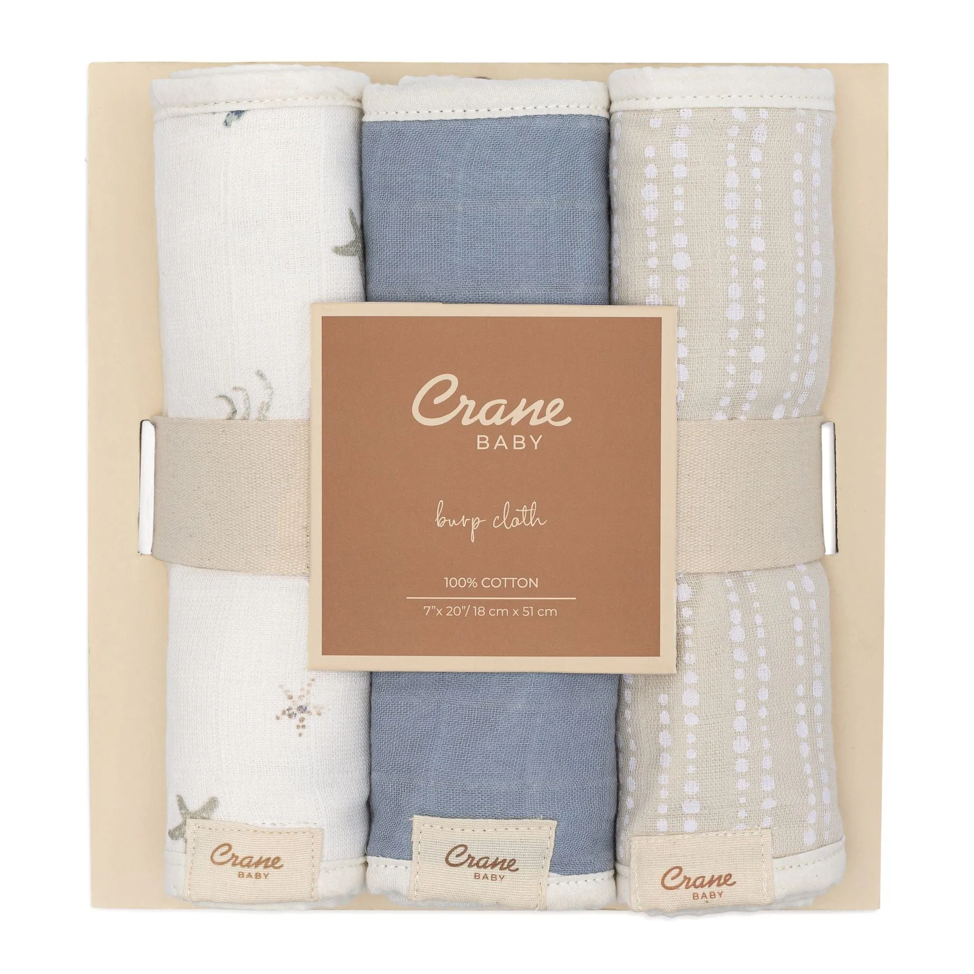 Crane Baby Cove 3-pc. Baby Burp Cloth Set