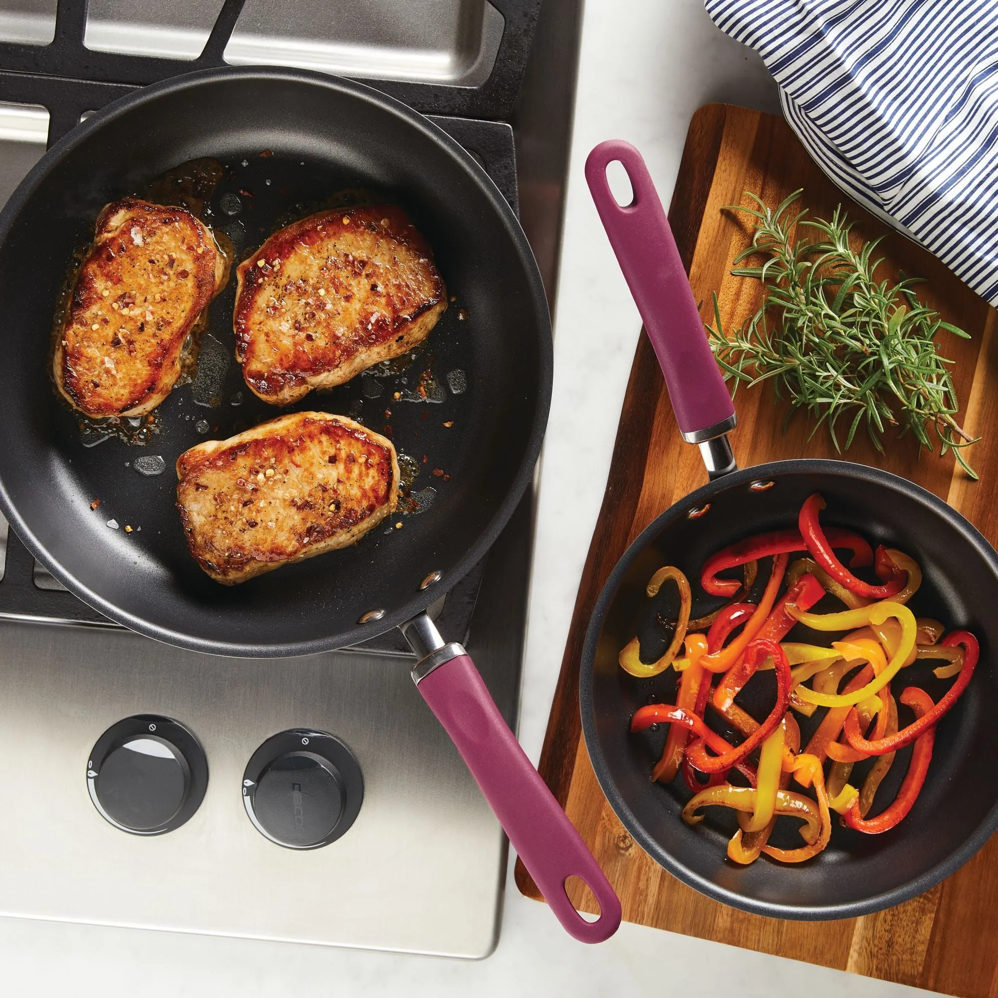 Create Delicious 9.5" and 11.75" Hard Anodized Nonstick Induction Frying Pan Set