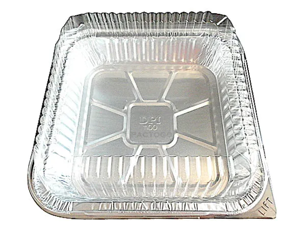 Durable 9" Square Cake Foil Pan w/Dome Lid 50/PK