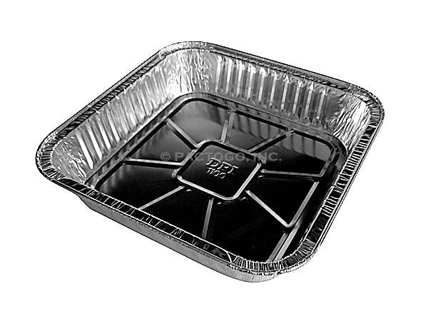 Durable 9" Square Cake Foil Pan w/Dome Lid 50/PK