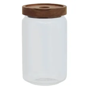 Freska Clear Glass and Acacia Wood Preserving Food Storage Jar - 800ml