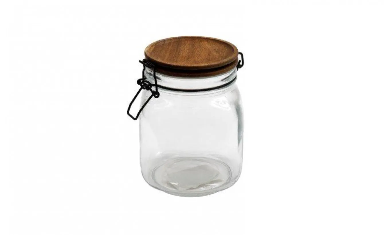 Glass Storage Jar with Wooden Lid