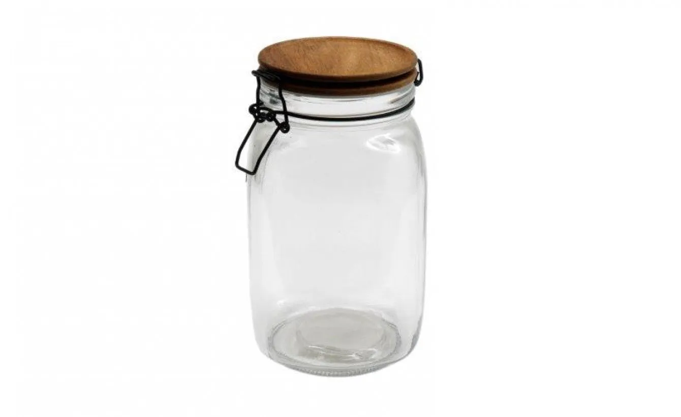 Glass Storage Jar with Wooden Lid