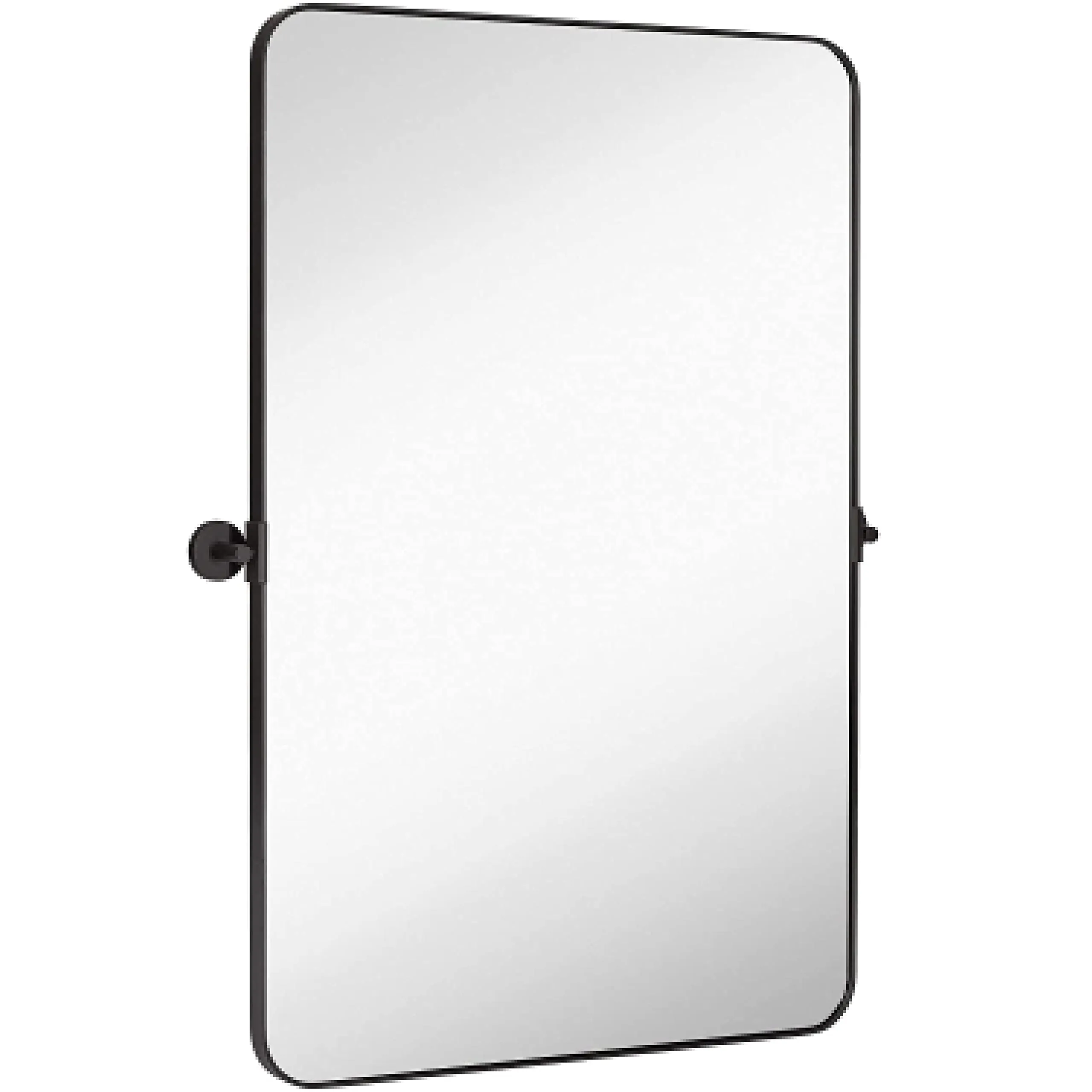 Gold Metal Surrounded Round Pivot Mirror | Silver Backed Adjustable Moving & Tilting Wall