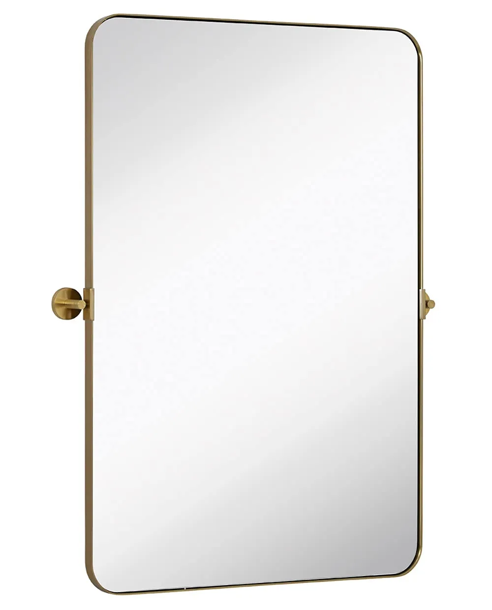 Gold Metal Surrounded Round Pivot Mirror | Silver Backed Adjustable Moving & Tilting Wall