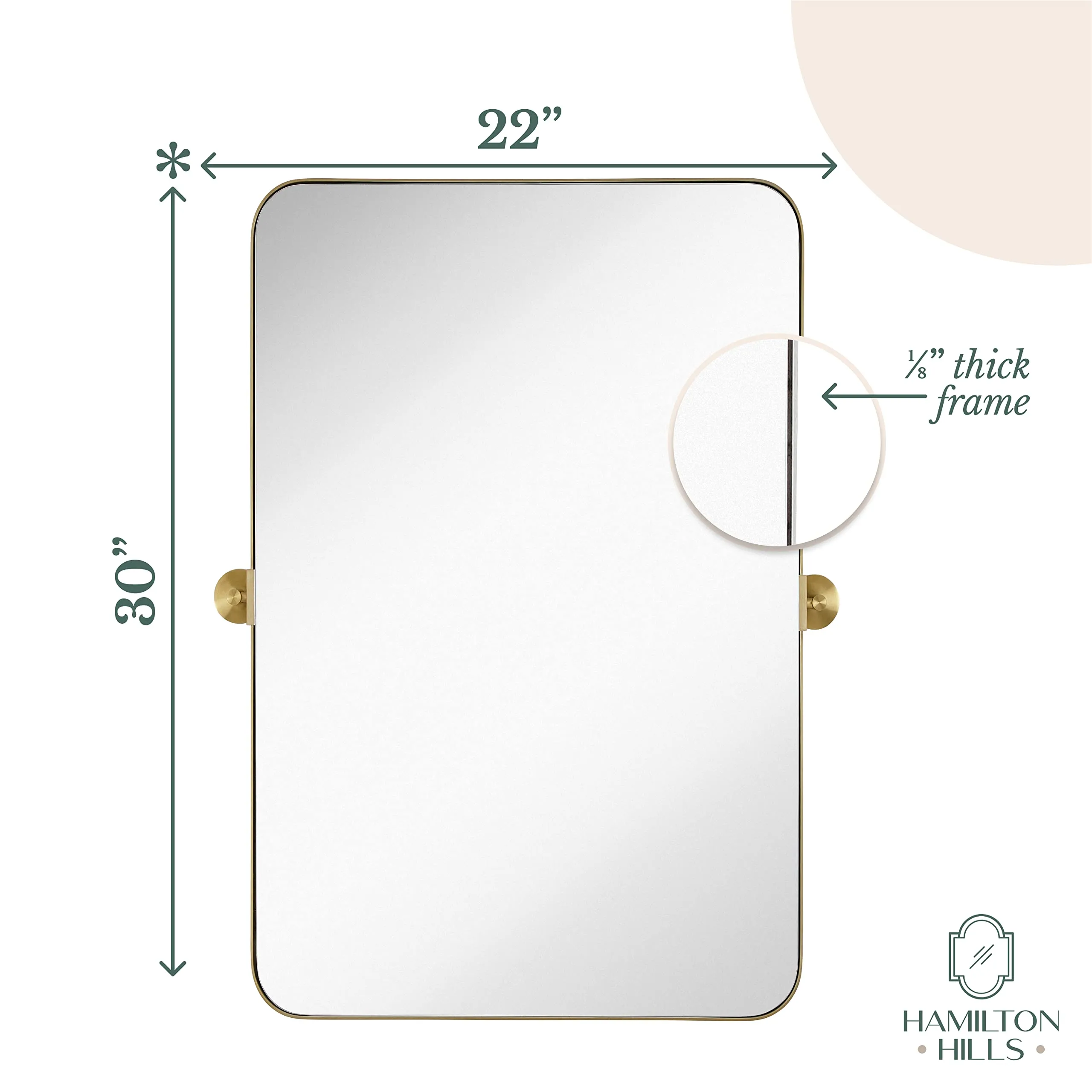 Gold Metal Surrounded Round Pivot Mirror | Silver Backed Adjustable Moving & Tilting Wall