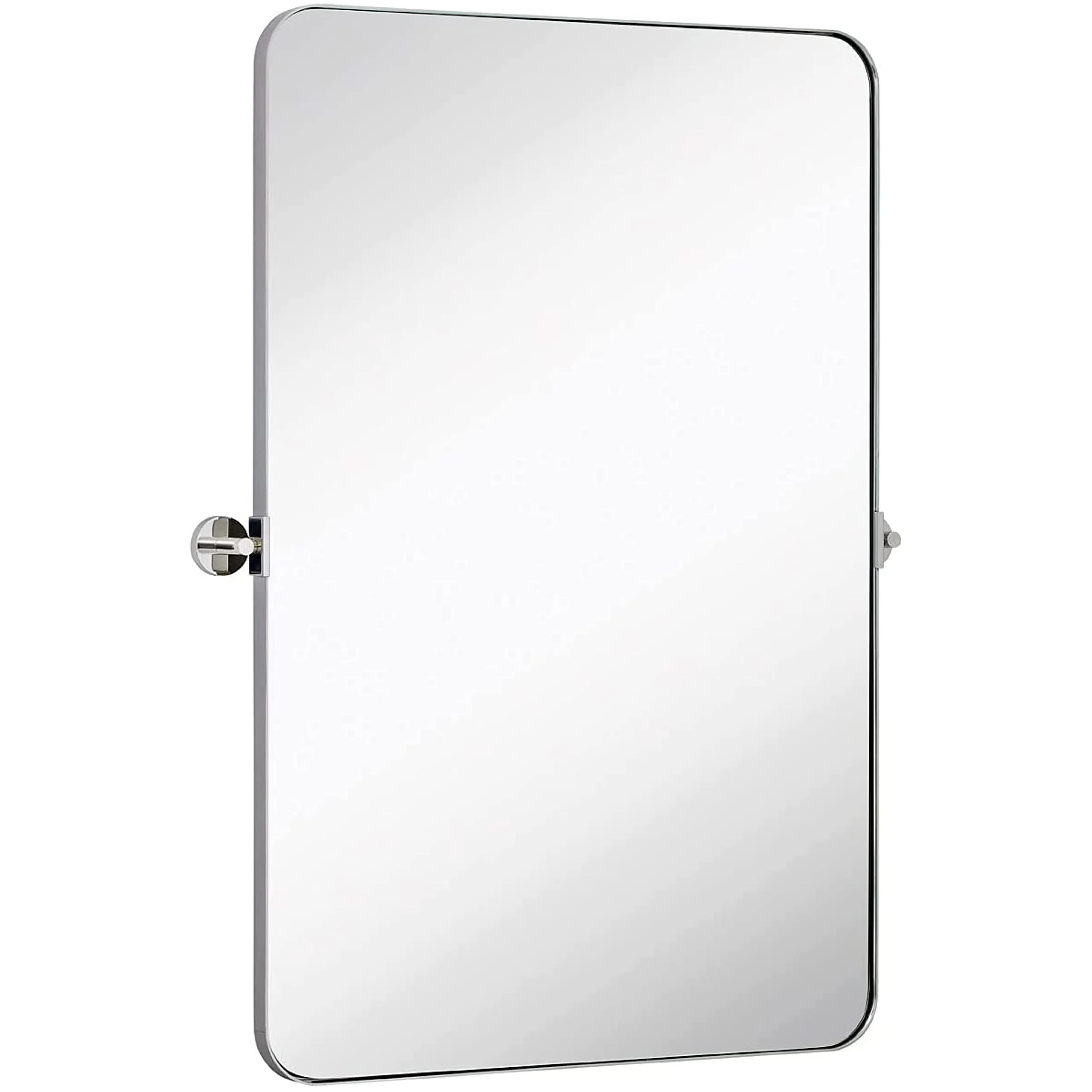 Gold Metal Surrounded Round Pivot Mirror | Silver Backed Adjustable Moving & Tilting Wall