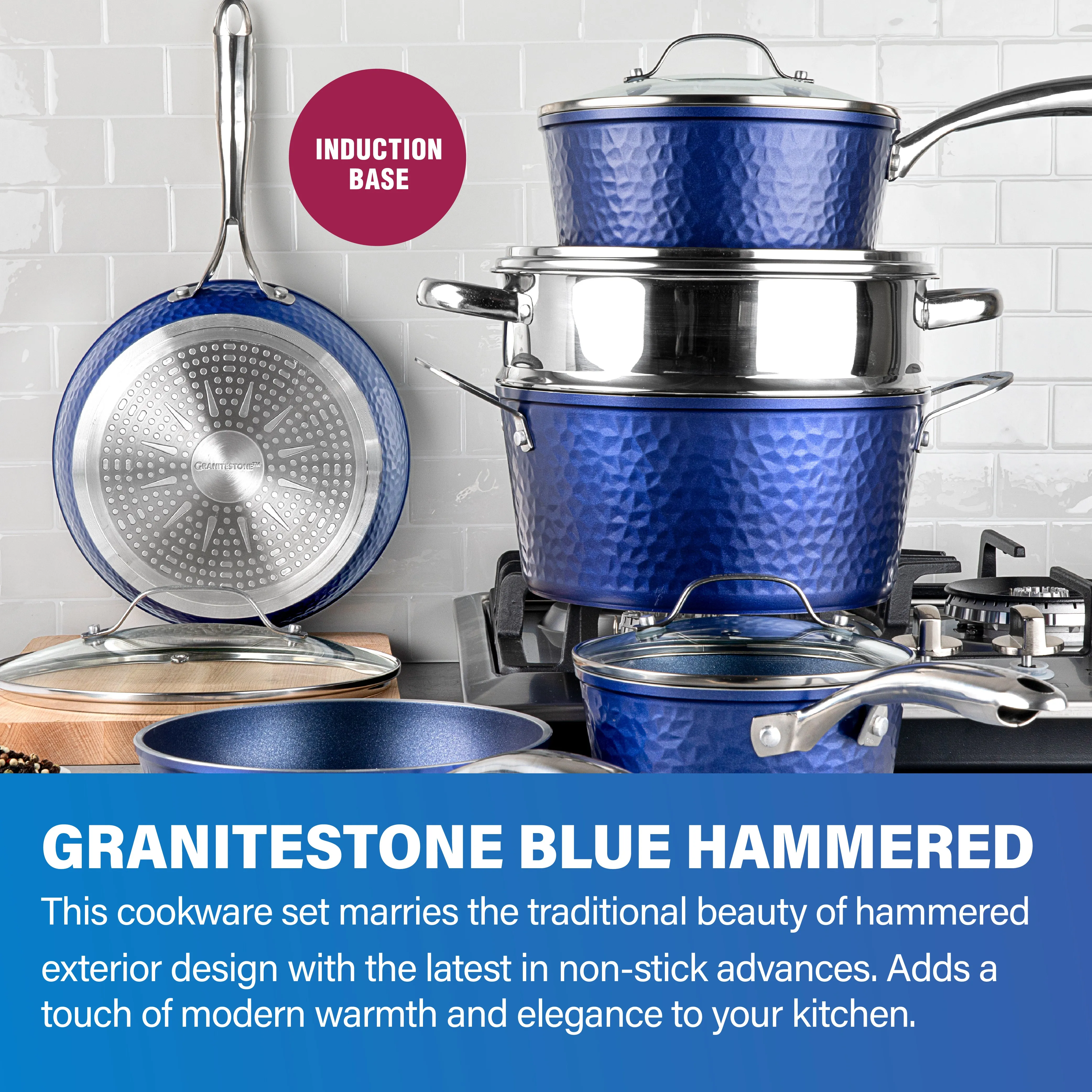 Granitestone Get It Together - 10 Piece Hammered Diamond Cookware Set