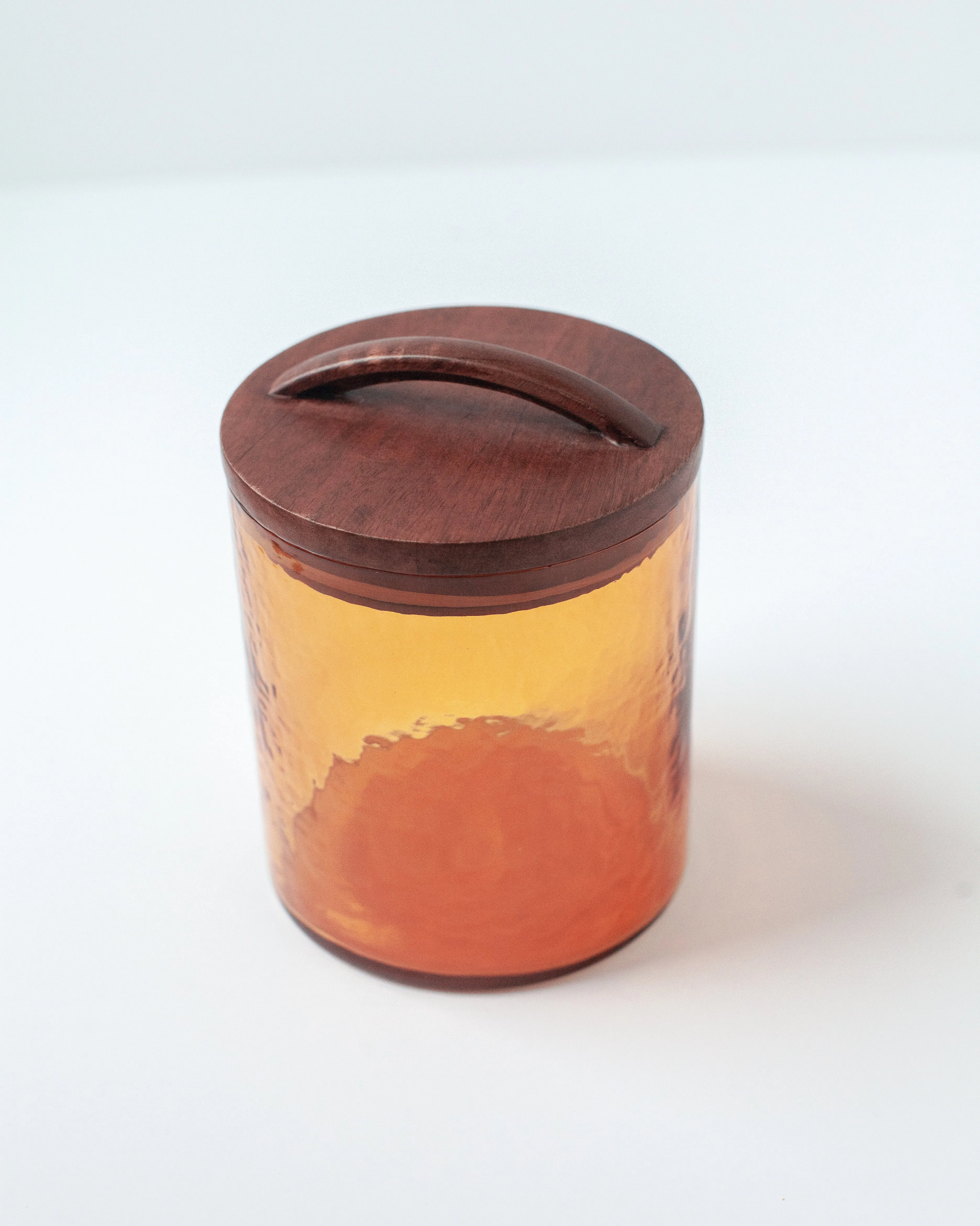 Hammered Glass Canisters with Wood Lid