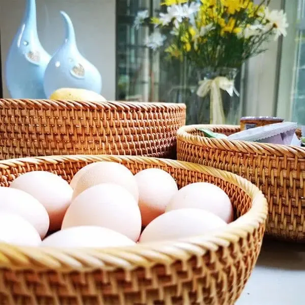 Handwoven Round Rattan Fruit Basket