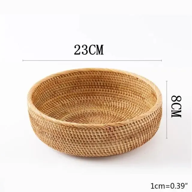 Handwoven Round Rattan Fruit Basket