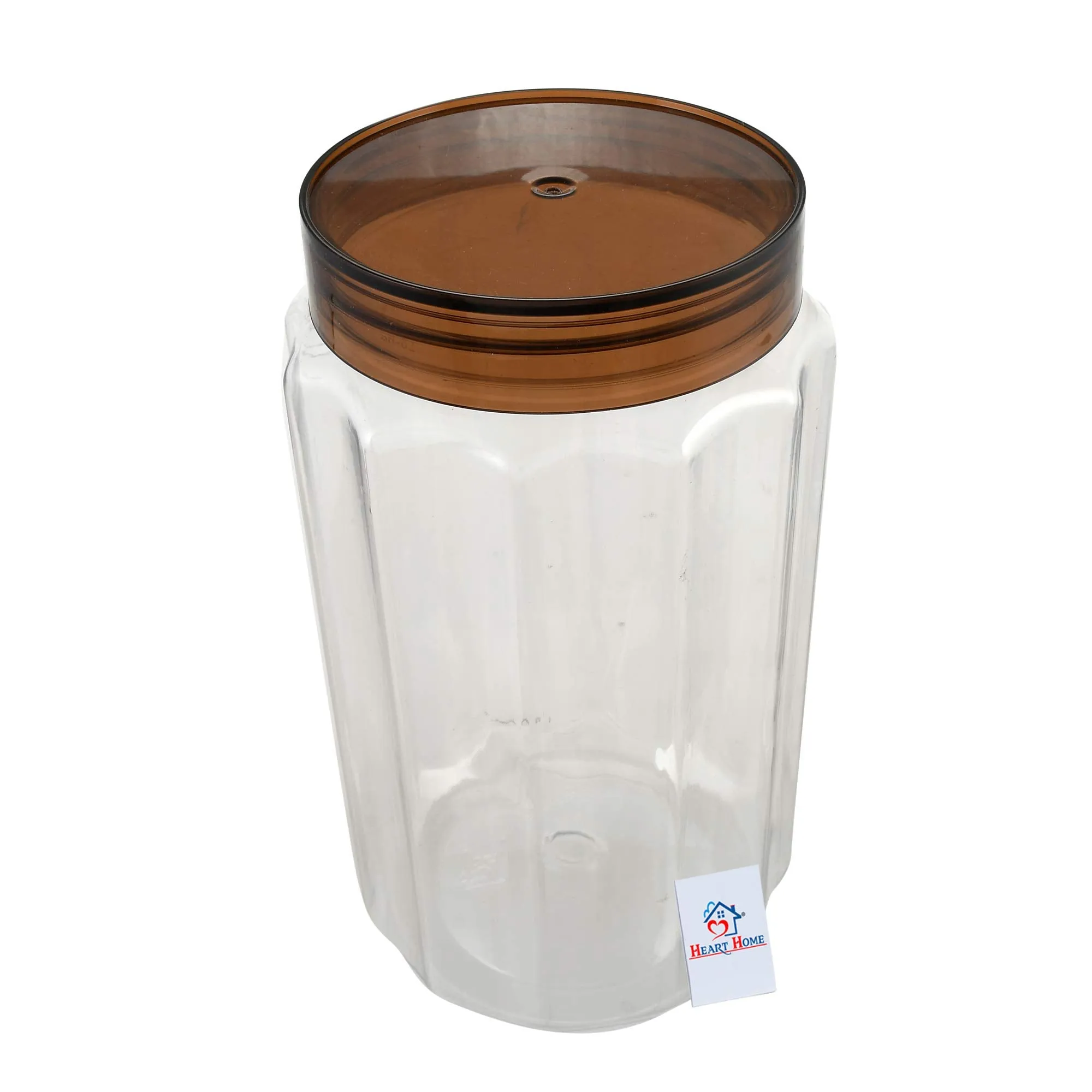 Heart Home Opal Plastic Airtight Pet Jar Container Set (Set of 6, 500 ml, Brown)-HEART10968