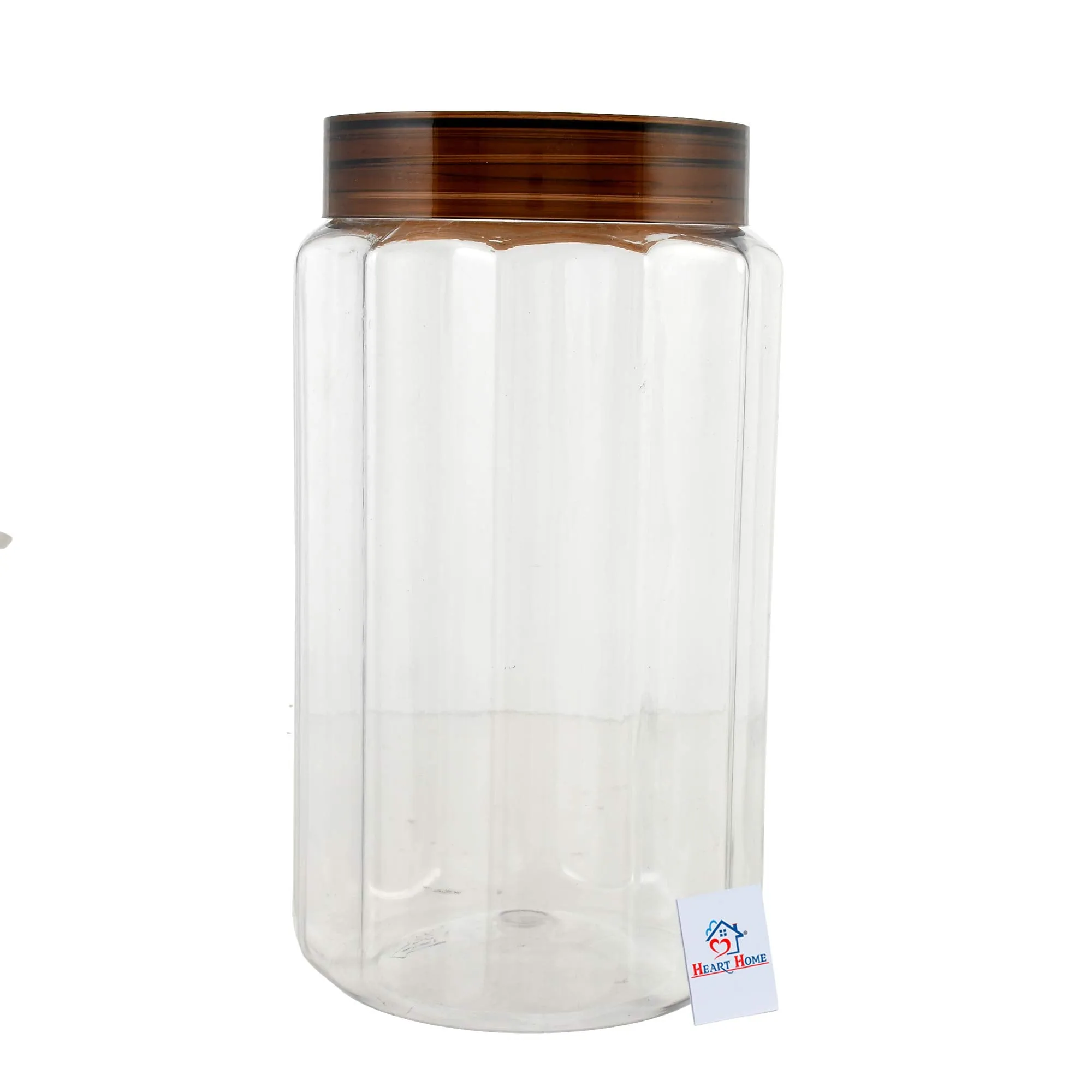 Heart Home Opal Plastic Airtight Pet Jar Container Set (Set of 6, 500 ml, Brown)-HEART10968