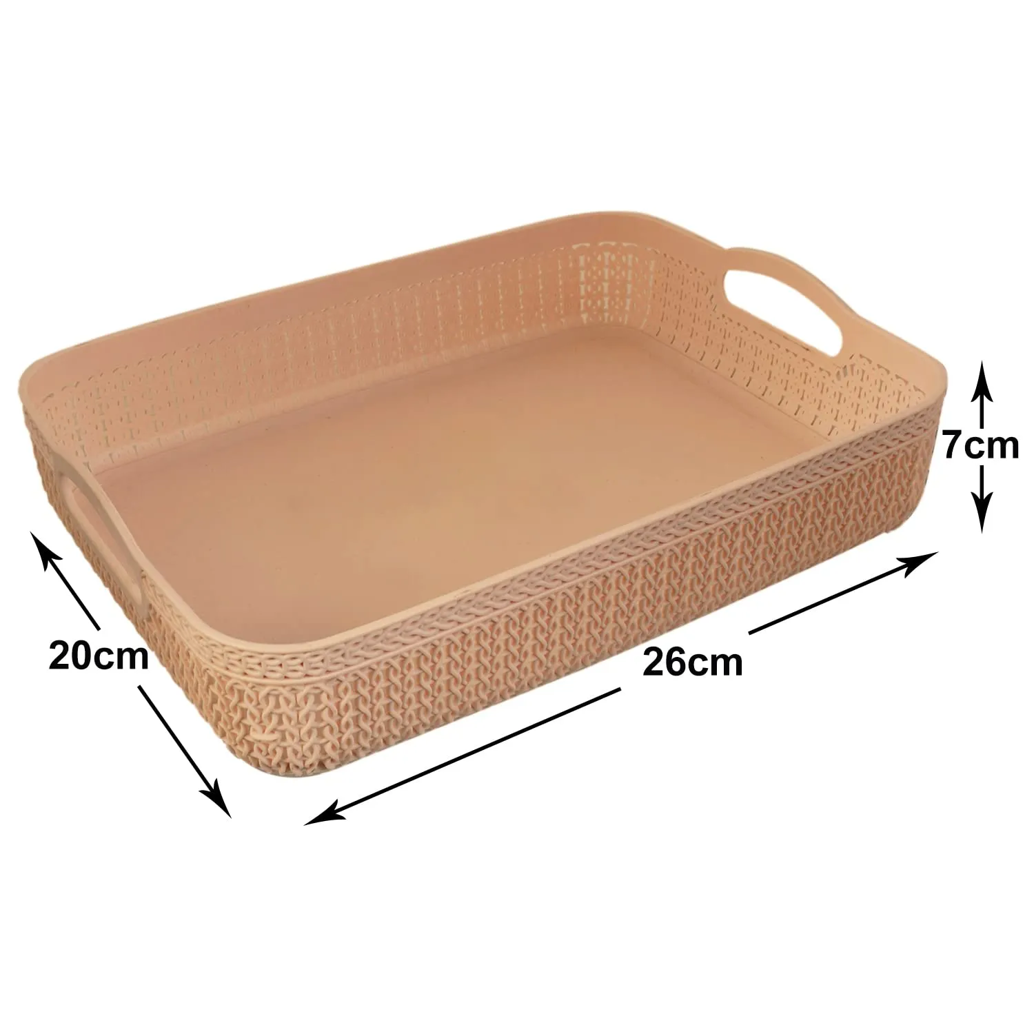 Heart Home Q-3 Designer Plastic Storage Basket For Store Fruits, Vegetables, Magazines, Cosmetics, Stationary Pack of 4 (Coffee & Pink)-50HH01534