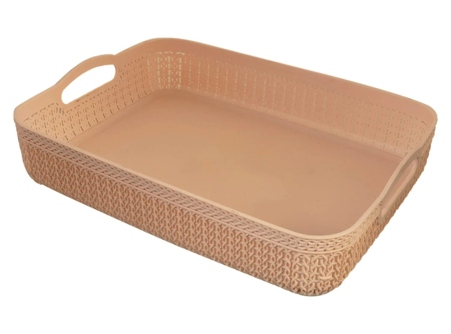 Heart Home Q-3 Designer Plastic Storage Basket For Store Fruits, Vegetables, Magazines, Cosmetics, Stationary Pack of 4 (Coffee & Pink)-50HH01534