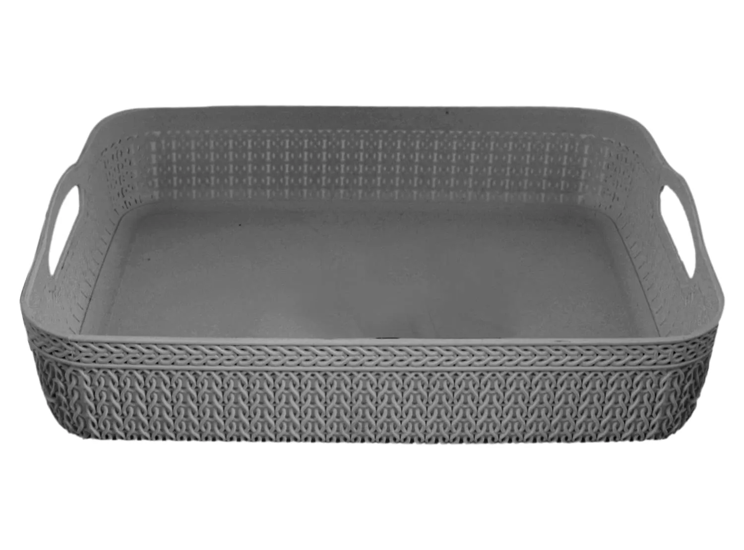 Heart Home Q-4 Designer Plastic Storage Basket For Store Fruits, Vegetables, Magazines, Cosmetics, Stationary Pack of 4 (Grey & White)-50HH01608