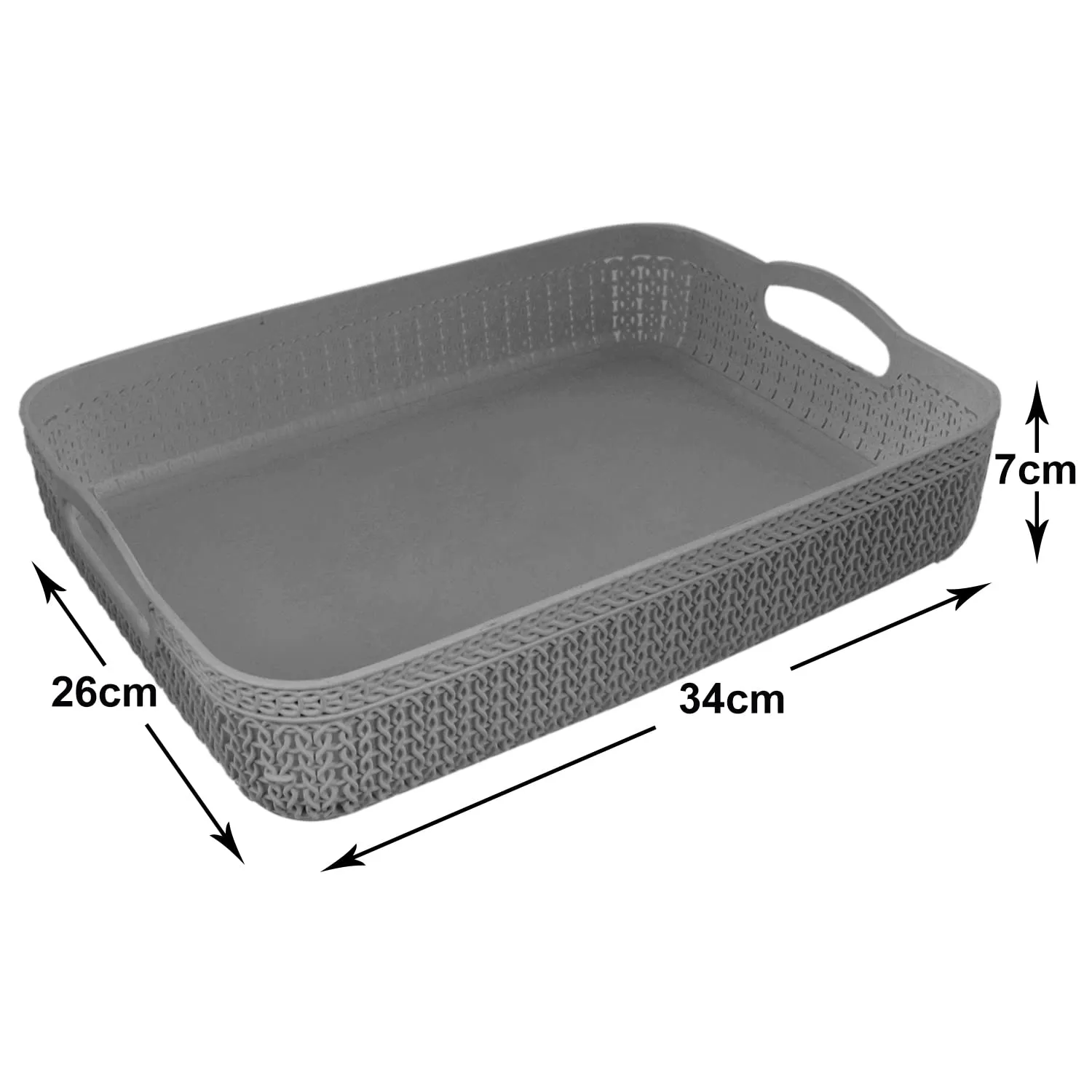 Heart Home Q-4 Multiuses Designer Unbreakable Plastic Storage Basket/Organizer/Bin For Home, Kitchen, Bathroom, Office Use Pack of 2 (Grey & Blue)-50HH01587