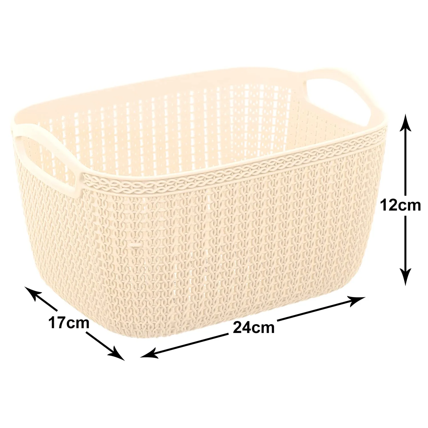 Heart Home Q-5 Designer Plastic Storage Basket For Store Fruits, Vegetables, Magazines, Cosmetics, Stationary Pack of 4 (Beach & Brown)-50HH01646