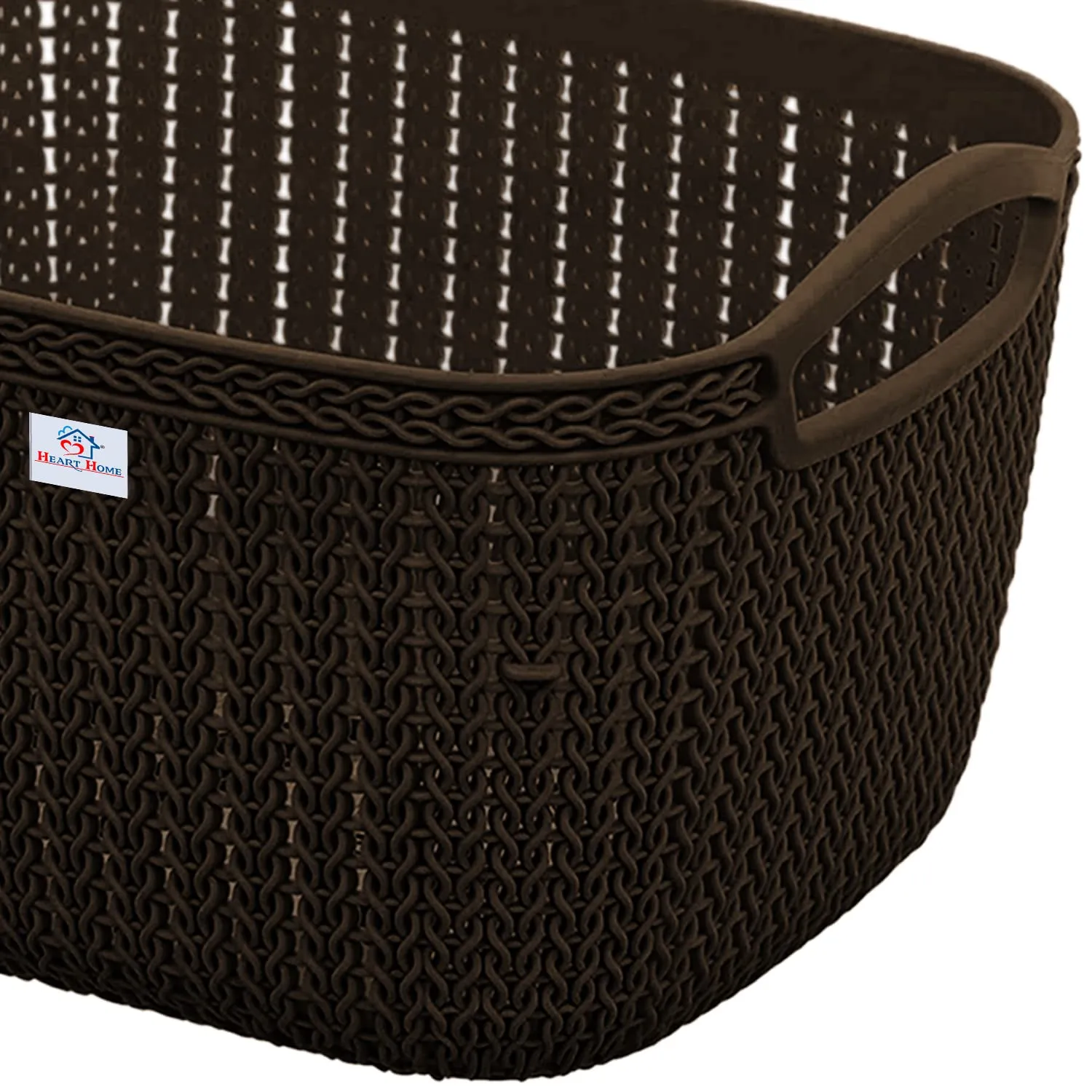 Heart Home Q-5 Designer Plastic Storage Basket For Store Fruits, Vegetables, Magazines, Cosmetics, Stationary Pack of 4 (Beach & Brown)-50HH01646